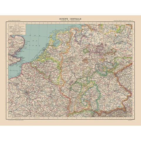 Central Europe - Schrader 1908 Black Modern Wood Framed Art Print with Double Matting by Schrader