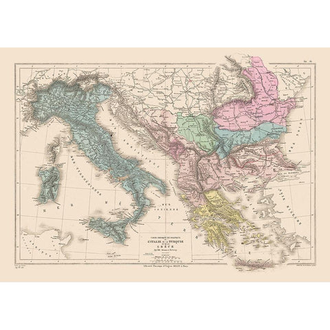 Europe Italy Turkey Greece - Drioux 1882 Gold Ornate Wood Framed Art Print with Double Matting by Drioux