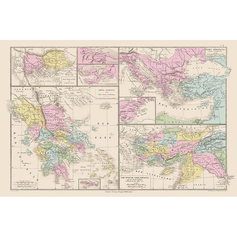 Eastern Europe Middle East - Drioux 1882 Black Modern Wood Framed Art Print with Double Matting by Drioux