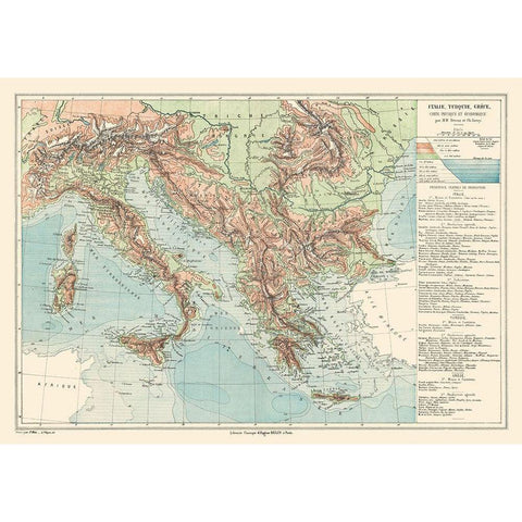 Europe Italy Turkey Greece - Drioux 1882 White Modern Wood Framed Art Print by Drioux