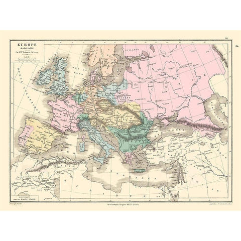 Europe 1815 to 1866 - Drioux 1882 White Modern Wood Framed Art Print by Drioux