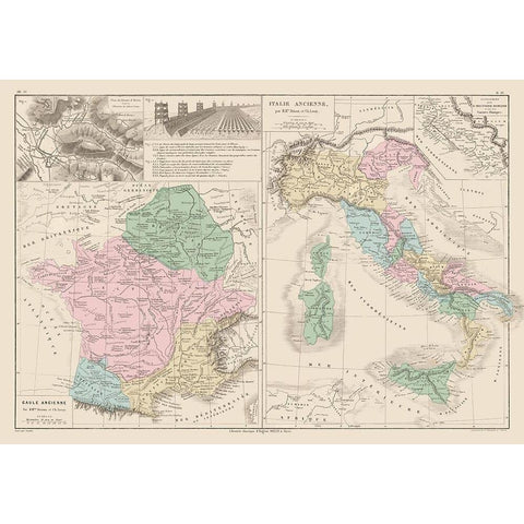 Ancient France Italy Belgium Punic Wars Europe Black Modern Wood Framed Art Print by Drioux