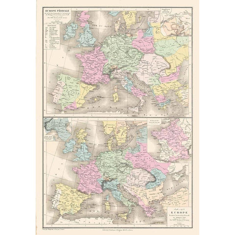 Feudal Europe 1270 to 1453 - Drioux 1882 Black Modern Wood Framed Art Print by Drioux