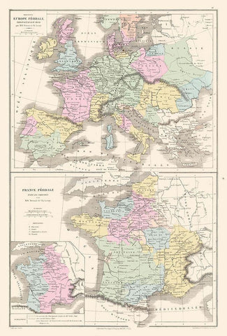 Feudal Europe 888 to 1095 Before Crusades White Modern Wood Framed Art Print with Double Matting by Drioux