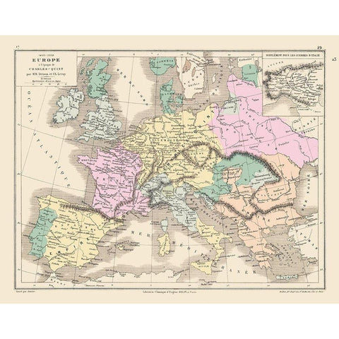Europe 1453 to 1558 - Drioux 1882 White Modern Wood Framed Art Print by Drioux