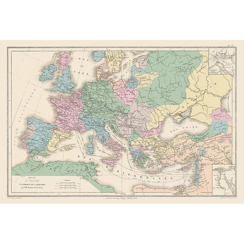 Europe The Crusades - Drioux 1882 White Modern Wood Framed Art Print by Drioux