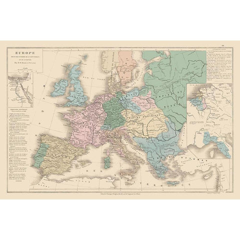 Europe Wars - Drioux 1882 Black Modern Wood Framed Art Print by Drioux