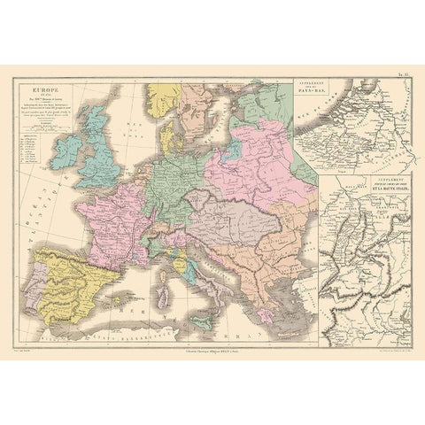 Europe 1715 - Drioux 1882 White Modern Wood Framed Art Print by Drioux