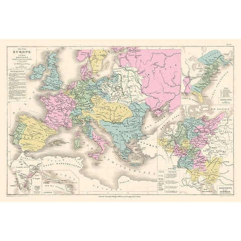 Europe 1715 to 1789 - Drioux 1882 Gold Ornate Wood Framed Art Print with Double Matting by Drioux