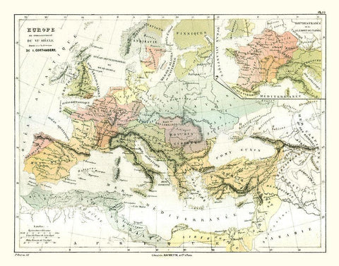 Ancient Europe Early 6th Century - Cortambert 1880 White Modern Wood Framed Art Print with Double Matting by Cortambert