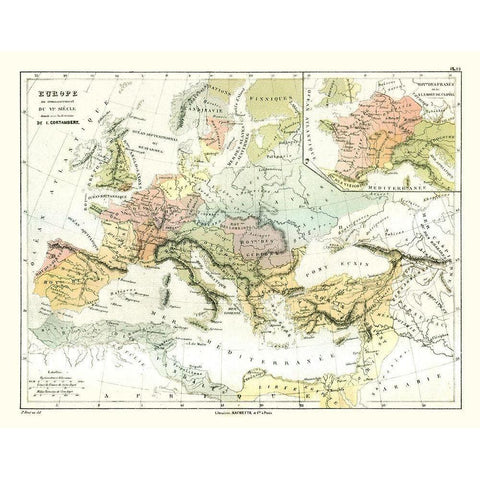 Ancient Europe Early 6th Century - Cortambert 1880 Black Modern Wood Framed Art Print by Cortambert