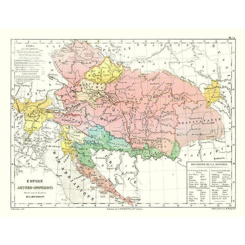 Europe Austria Hungary - Cortambert 1880 Black Modern Wood Framed Art Print with Double Matting by Cortambert