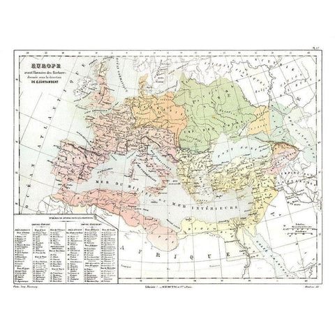 Europe Barbarian Invasions II - Cortambert 1880 White Modern Wood Framed Art Print by Cortambert