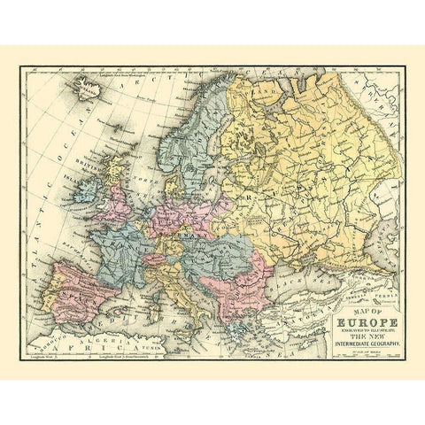 Europe - Mitchell 1869 Gold Ornate Wood Framed Art Print with Double Matting by Mitchell