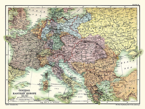 Central Eastern Europe 1814-1863 - Poole 1902 White Modern Wood Framed Art Print with Double Matting by Poole