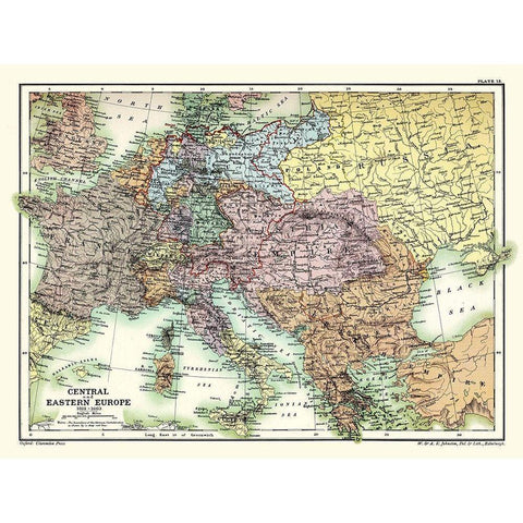 Central Eastern Europe 1814-1863 - Poole 1902 White Modern Wood Framed Art Print by Poole