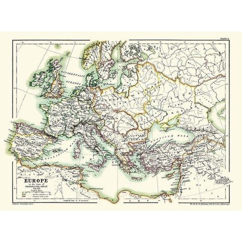 Europe 768-814 Charles the Great - Poole 1902 White Modern Wood Framed Art Print by Poole