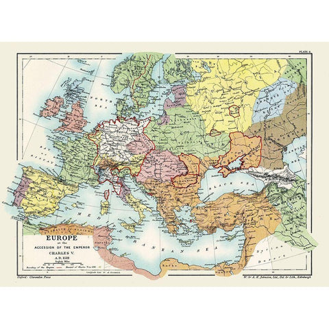 Europe Charles V 1519 AD - Poole 1902 Gold Ornate Wood Framed Art Print with Double Matting by Poole