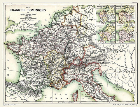 Europe Frankish Dominions Merovingian 486-768 Black Ornate Wood Framed Art Print with Double Matting by Poole