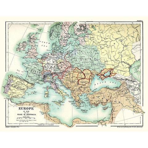 Europe 1648 Peace of Westphalia - Poole 1902 White Modern Wood Framed Art Print by Poole