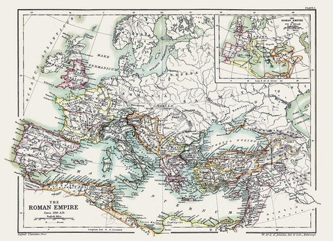 Roman Empire 350 AD - Poole 1902 White Modern Wood Framed Art Print with Double Matting by Poole