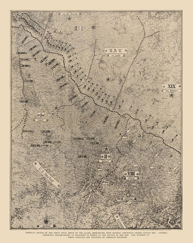 Final Drive of Allies - WWI - Reynold 1921 Black Ornate Wood Framed Art Print with Double Matting by Unknown