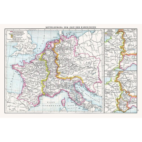 Central Europe Carolingians - Droysen 1886 Black Modern Wood Framed Art Print with Double Matting by Droysen