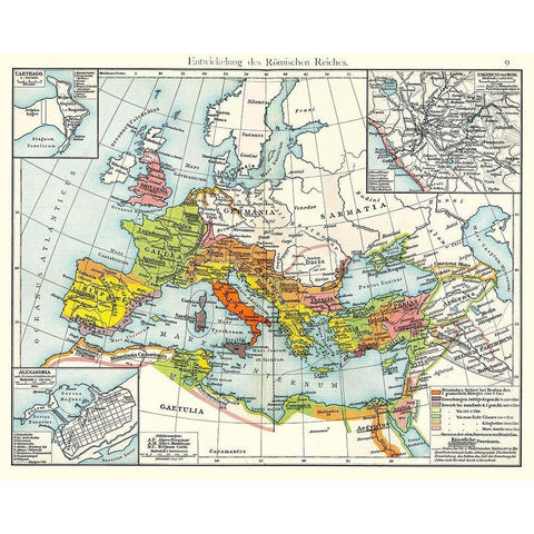 Europe Expansion Roman Rule - Putzgers 1897 Black Modern Wood Framed Art Print by Putzgers