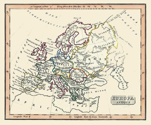 Ancient Europe - Fenner 1830 White Modern Wood Framed Art Print with Double Matting by Fenner