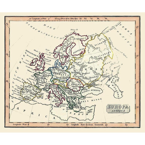Ancient Europe - Fenner 1830 White Modern Wood Framed Art Print by Fenner