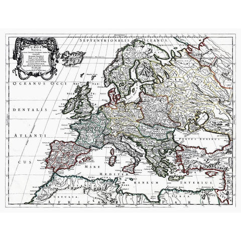 Europe - Sanson 1641 White Modern Wood Framed Art Print by Sanson