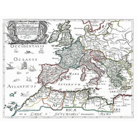 Roman Empire Europe Africa - Sanson 1641 Gold Ornate Wood Framed Art Print with Double Matting by Sanson