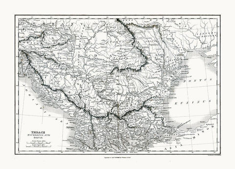 Europe Thrace Dacia Macedonia Greece - Oxford 1828 White Modern Wood Framed Art Print with Double Matting by Oxford