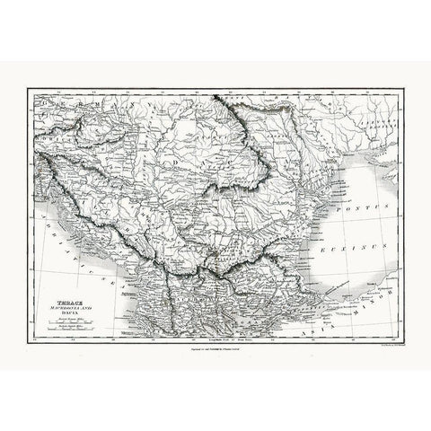 Europe Thrace Dacia Macedonia Greece - Oxford 1828 White Modern Wood Framed Art Print by Oxford