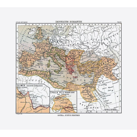 Europe Roman Empire - Perthes 1896 Black Modern Wood Framed Art Print by Perthes