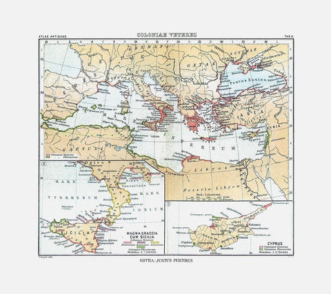 Curias Colonies Europe Middle East - Perthes 1896 Black Ornate Wood Framed Art Print with Double Matting by Perthes