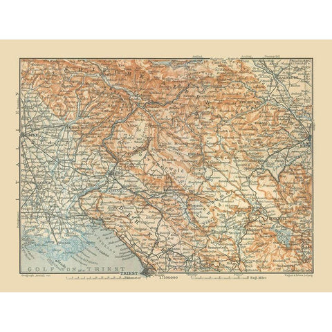 Europe Julische Alpen Region Slovenia Italy Black Modern Wood Framed Art Print by Baedeker