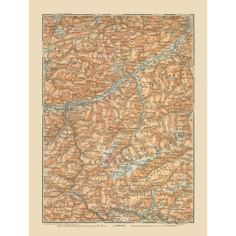 Europe Zill Ertaler Alpen Region Austria Italy White Modern Wood Framed Art Print by Baedeker