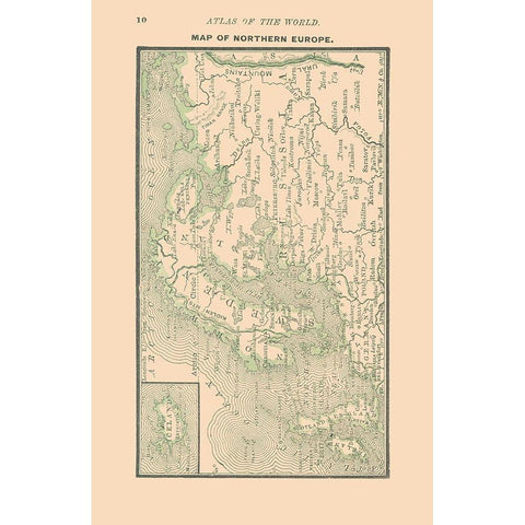 Northern Europe - Alden 1886 Black Modern Wood Framed Art Print by Alden