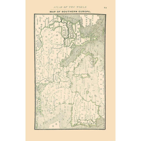 Southern Europe - Alden 1886 Gold Ornate Wood Framed Art Print with Double Matting by Alden