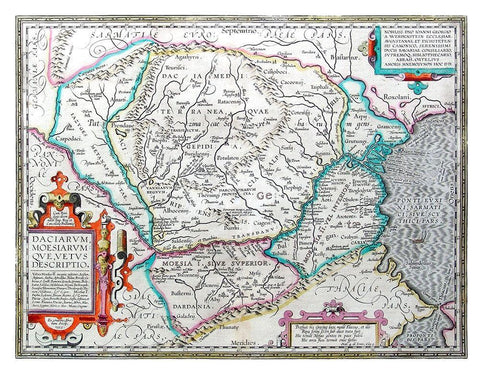 Europe Dacia Moesia - Ortelius 1570 White Modern Wood Framed Art Print with Double Matting by Ortelius