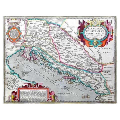 Europe Pannonia Illyricum - Ortelius 1570 Black Modern Wood Framed Art Print by Ortelius