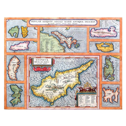 Europe Aegean Sea Islands - Ortelius 1570 Black Modern Wood Framed Art Print by Ortelius