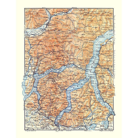 Europe Lake Como Switzerland Italy - Baedeker 1921 White Modern Wood Framed Art Print by Baedeker