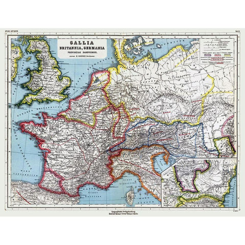 Europe Gallia Britannia Germania - Kiepert 1903 Black Modern Wood Framed Art Print by Kiepert