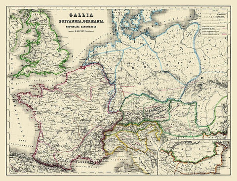 Europe France Britain Germany - Kiepert 1903 Black Ornate Wood Framed Art Print with Double Matting by Kiepert