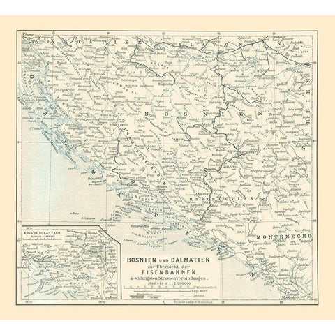 Europe Bosnia Dalmatia - Baedeker 1896 White Modern Wood Framed Art Print by Baedeker