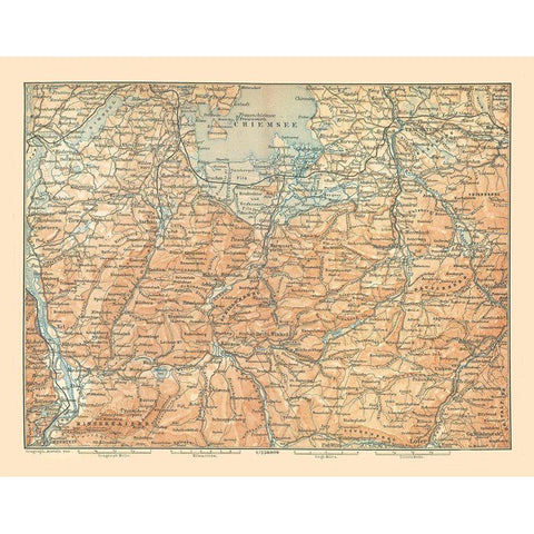 Europe Southeastern Germany Austria - Baedeker Gold Ornate Wood Framed Art Print with Double Matting by Baedeker