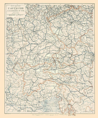 Europe Austria South Germany - Baedeker 1896 White Modern Wood Framed Art Print with Double Matting by Baedeker