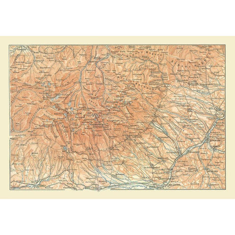 Europe Mountains Poland Slovakia - Baedeker 1896 Gold Ornate Wood Framed Art Print with Double Matting by Baedeker